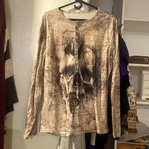 Military themed skull outnumbered extra large male shirt